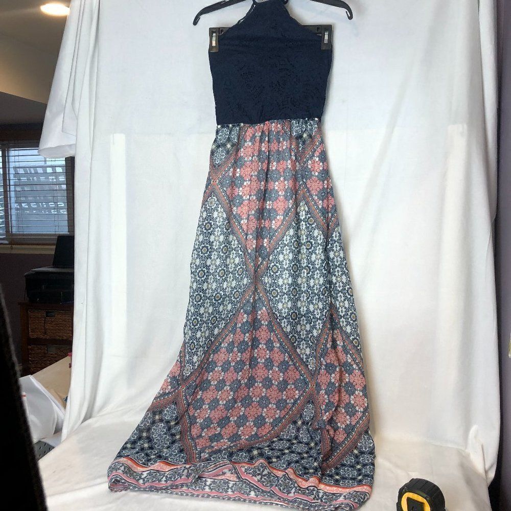 Maxi Dress Size Small Women's Crochet Halter Boho paisley dress